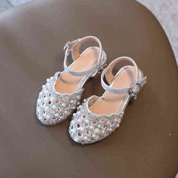 3-12 nuevos zapatos de cuero para niños moda recortes de diamantes de imitación princesa niñas fiesta zapatos de baile estudiantes pisos niños rendimiento zapato G220523