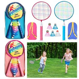 3 ~ 12 años para niñas resistentes para niñas livianas al aire libre deportes al aire libre doble raquetas shuttlecocks niños badminton raquetas 240523