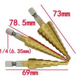 3-12 mm 4-12 mm 4-20 mm étape de rainure droite Bit de perceuse HSS HSS HEX TITANIUM BOAD WOOD METAL HOTTER CUTTER COET CONE Forage