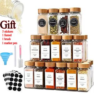 3/12 Stuks Glazen Kruidenpotjes Met Bamboe Deksel Spice Kruiden Containers Zout Peper Shakers Spice Organizer Keuken opslag Sets Hot