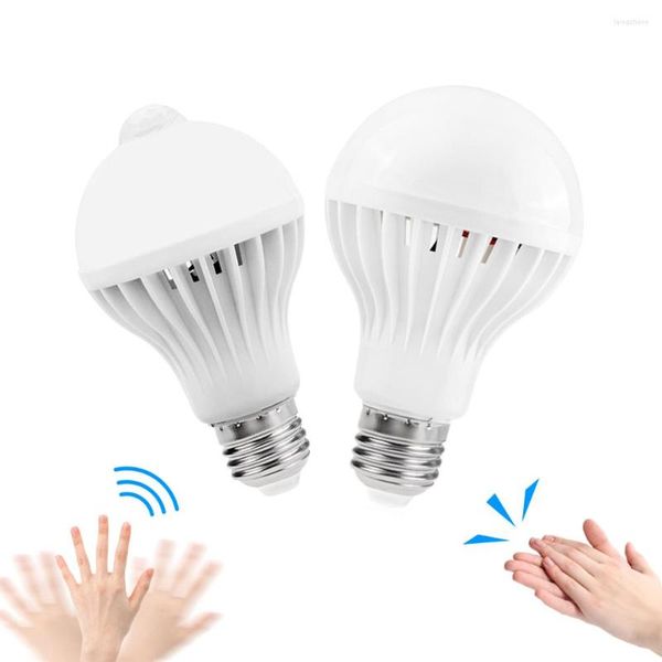 Lampe LED avec capteur de mouvement et de son, 3-12W, E27, veilleuse de sécurité universelle, AC 85-265V, ampoules à économie d'énergie, Ampoule de décoration PIR