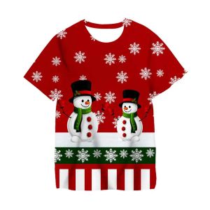 3-14ys Vêtements pour enfants Santa Claus avec cerf T-shirt graphique Joyeux Noël T-shirt garçons T-shirts Enfants Child
