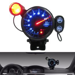 Kit de tachymètre de vitesse de 3,15 pouces LED bleue 11000 tr/min lumière de changement de vitesse réglable + compteur de moteur pas à pas + jauge de tachymètre de voiture d'avertissement 80mm