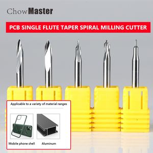 3.175 PCB Single Flute Taper Spiral Milling Cutter Carbide CNC Router Bits One Single Flute End Mill Tools PCB gravure Bits