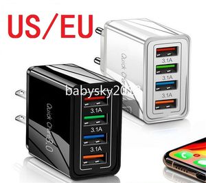 3.1A 4 puertos USB UE EE. UU. Cargador de pared Adaptadores de corriente portátiles para Iphone 14 15 Samsung Xiaomi Andriod teléfono Mp3 B1