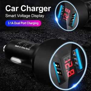 Chargeur de voiture 3.1A pour allume-cigare adaptateur d'affichage de tension USB charge rapide pour iPhone Samsung Huawei Xiaomi OPPO