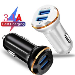 Hoge Snelheid 3.1A Autolader Dual Usb-poorten Auto Power Adapter Voor Iphone 11 13 12 14 15 Pro max Samsung S22 S23 HTC Android Telefoon