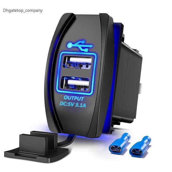 Enchufe de cargador USB Dual 3.1A, interruptor basculante, toma de corriente impermeable para coche, barco, camiones, RV, Panel de vehículos marinos