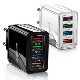 3.1A Fast Power Adapter USB Charger 4USB Ports Adaptive Wall QC3.0 Quick Charging Travel universal EU US Plug
