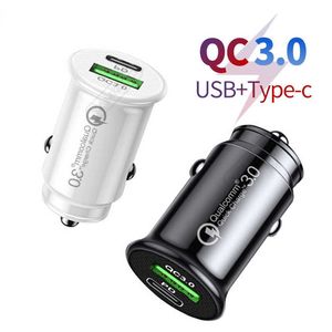 3.1A High Speed ​​Dual Ports PD USB-C Type C Car Charger AutoPower Adapters Fast Chargers voor iPad iPhone 7 8 Plus X XR 13 Android-telefoon