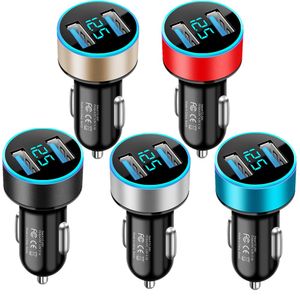 3.1A ALLIAGE MÉTAL DUAL USB CHARGEUR PORTABLE ADAPPOSTRES AUTOS AUTO CHARGERS USB pour iPhone 13 14 15 Plus Pro Max Samsung S22 S23 S24 HTC Huawei Android Phone GPS PC