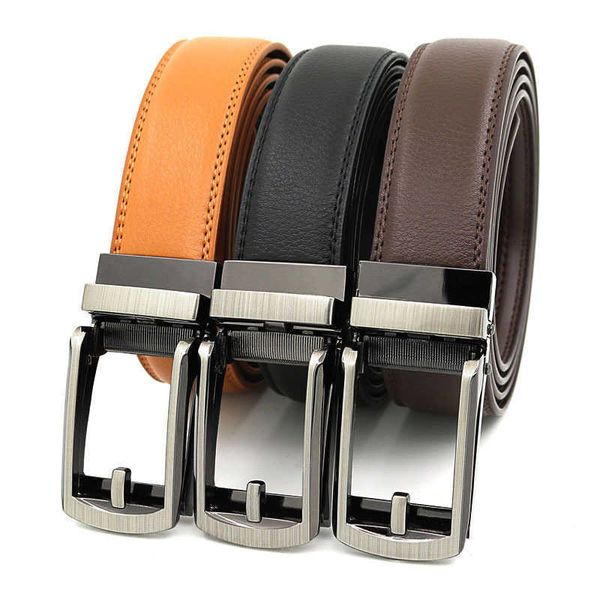 3.1cm Largeur Mince Designer Hommes Ceinture Vache En Cuir Véritable Ceinture À Boucle Automatique Pour Jeans Noir Blanc Bleu Jaune Rouge Marron H1025