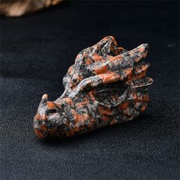 3,2 inch Dragon Head Skull standbeeld kristalpunt kristal genezende meditatie decor