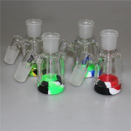 3,2 pouces narguilé verre cendrier base en silicone 14mm verre eau bong tuyaux cendriers barboteur cendrier 45 90 degrés DHL gratuit