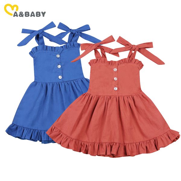 3-24M Summer Toddler born Infant Baby Girls Bow Dress Ruffles Solid Color Tutu Holiday Costumes 210515