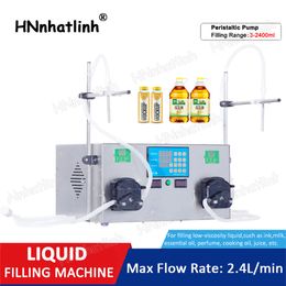 3-2500 ml semi-automatische peristaltische pomp Vloeibare fles vulmachine Parfum Water Drink Eetbare olie Fles Mineraalwater Machines maken met dubbele koppen