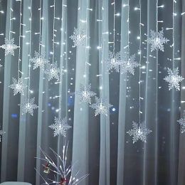 3.2m Luz de Navidad LED Cortina de copos de nieve Luces de hada de hadas Luces de cuerda al aire libre para jardín de fiesta en casa Decoración de año nuevo