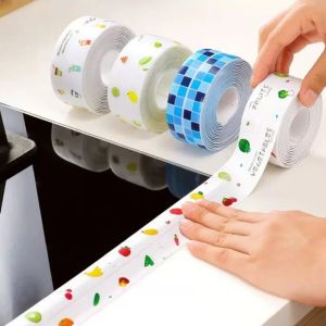 3,2 mx3,8 cm Cuisine Autocollant étanche Autocollant Sceau de bain Scellon ruban de bande PVC Écart de toilette Auto-adhésif Seam Stickers Reutilisable Glue murale