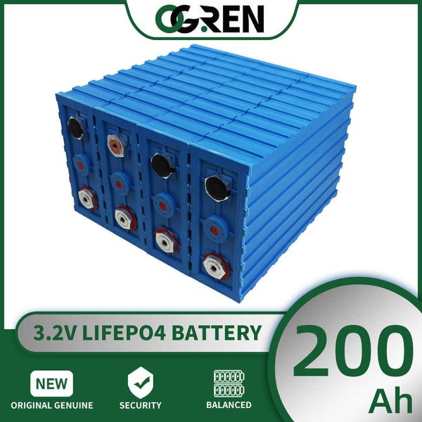 Batterie au Lithium 3.2V 200Ah Lifepo4, 4/8 pièces, Pack de cellules solaires rechargeables, bricolage 12V 24V 48V EV RV voiturette de Golf bateau système solaire