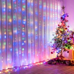 3 * 3M 300LED 6 * 3M 600LED Outdoor Home Kerst Decoratieve Xmas String Fairy Gordijn Strip Garlands Party Lights for Wedding Decorations