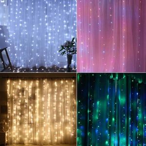 3*3m LED Curtain Fairy Lights String Christmas Fairy Light Backdrop Wall Lamp Indoor Outdoor Wedding Christmas Party Light Decor Y200603