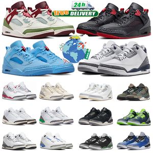 Livraison gratuite 3 3S avec boîte chaussures de basket-ball Houston Oilers Nouvel An chinois Lucky Green Ivoire Vintage Floral Bred hommes formateurs femmes baskets sport