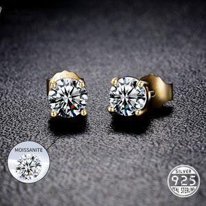 3/4/5/5.5/8 mm bling ronde Moissanite Stud -oorbellen 100% 925 Sterling Silver Earring Studs 18K GOUD GOLD KWALITEIT ICTE OUT Diamond hiphop sieraden Geschenken voor mannen vrouwen vrouwen