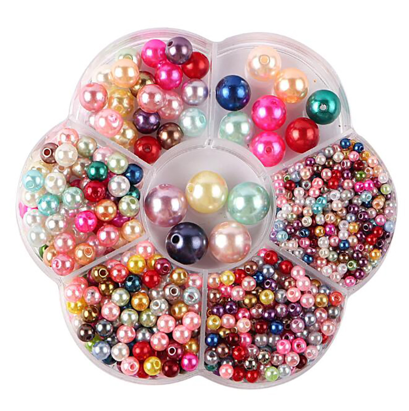 3/4/5/6/8/10/12mm 1150pcs Pearl Beads with Holes for Jewelry Making, Bracelets, Necklaces, Hairs, Crafts, Decoration and Vase Filler