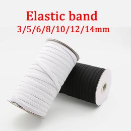 3/4/5/6/8/10 mm Bandes élastiques plates blanches / noires élastiques Rubber Bands de mariage Rande