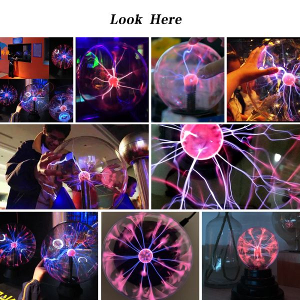 3/4/5/6/8 pouces Nouveauté Magic Plasma Ball Night Lights 220V Touch Atmosphère Sensitive Christmas Kid Gift Bureau décor de nouveauté