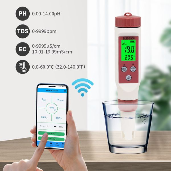 3/4/5/7 dans 1 mètre Bluetooth PH TDS / EC / ORP / Salinité / SG / TEMP TOLL TESTER DE LA qualité de l'eau numérique pour l'aquarium