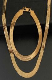 3 4 5 5 mm de large collier à chevrons plat pour hommes Chaîne d'os 18K Bijoux Miami rempli de miami vintage9725378