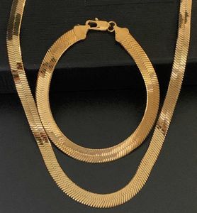 3 4 5 7 mm brede platte visgraatketting voor mannen Bone Chain Chokers 18k Gold Filled Vintage Miami Jewelry1187079