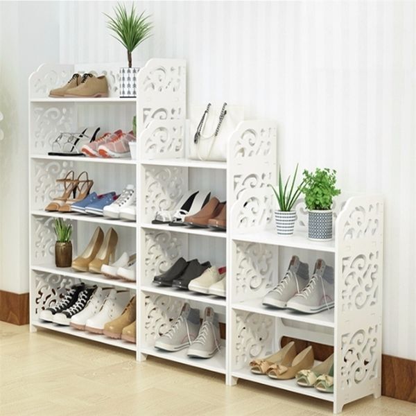 345 couches étagère à chaussures en bois européen meuble à chaussures étagères de stockage de chaussures étagères simples étagères sculpter fleur racks Schoenen organisateur 201109