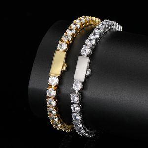 3/4/5mm 7/8 pulgadas Iced Out CZ Pulsera de tenis Hiphop 1Row Pulseras de lujo para hombres y mujeres