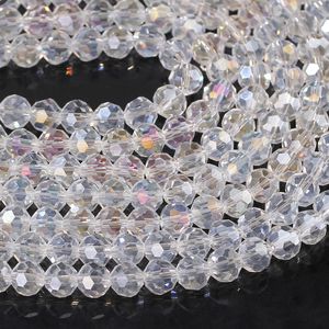 3 4 6 8 mm Crystal Cut Glass Round Beads Cristal Faceted Mooie transparante streng kralen DIY-componenten voor handwerken