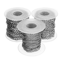 3/4/6/8 mm breed roestvrij staal in bulk 5 meter veel ketting zilverkleurige heren Figaro schakel kettingen voor doe-het-zelf sieraden maken tas ketting