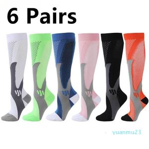 3/4/6 Paies Running Compression Stockings Choques 20-30 MMHg Hommes Femmes Socks Sports Marathon Cycling Football Varicose