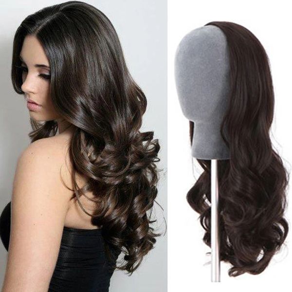 3/4 Human Hair Half Wigs Body Wave Peruvian Remy Peruvian Hairles Wig Wig Brown Wig Brown pour femmes noires diva2