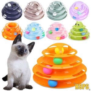 3/4 Niveaux Pet Chat Jouet Tour Pistes Disque pour Chats Intelligence Amusement Triple Tumbler Chaton Jouet Balle Formation Amusement Plaque 220510