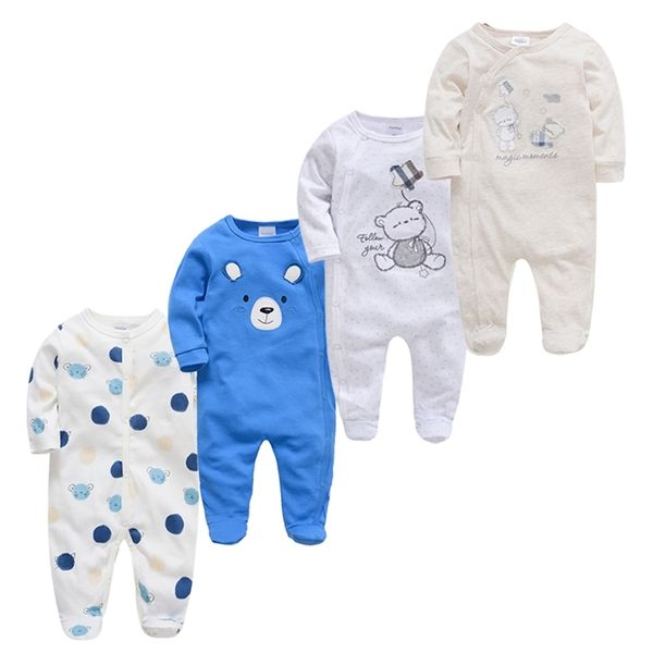 3 4 pièces/ensemble né bébé barboteuses à manches longues hiver automne dessin animé Onesies ropa bebe menino fille garçon vêtements 211011