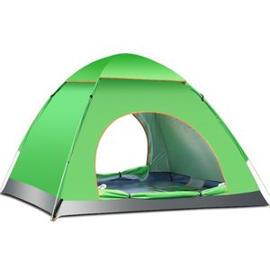 Tentes pliantes automatiques pour 3 à 4 personnes Tentes familiales Tente de plage Camping Double vitesse pour ouvrir le rejet (Vert)