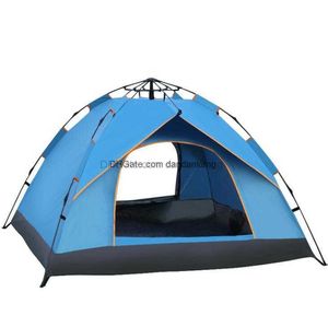 Tente de camp de voiture familiale pour 3 à 4 personnes Tentes de randonnée automatiques portables Pop Up Randonnée Camping Ombre ensoleillée Voyages Pêche Abris de plage Abri de canopée de protection UV