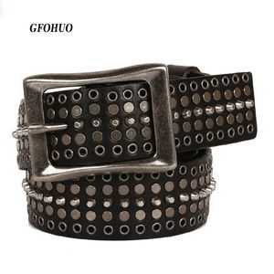 3,4 cm Véritine Cowboy Cowboy Boucle Vintage Metal Rivet Punk Beltes pour hommes jeans de rock cross rock ceinture Homme Bronze 240312