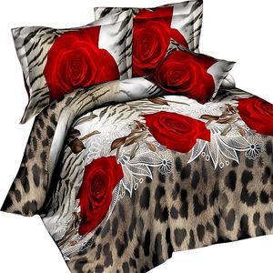 3/4 unids Conjunto de ropa de cama floral Flores 3D Poliéster imprimido Cubierta de edredón de poliéster conjuntos de cama conjuntos de lecho de fogones 20114