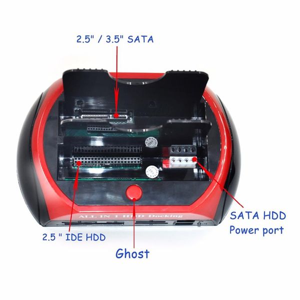 3 5 2 5 SATA IDE 2 estación de acoplamiento HDD de doble base e-SATA Hub carcasa de almacenamiento externo piezas EU US plug239B