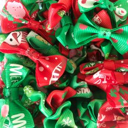 3.5 * 2.5 cm Rood Groen Kerst Dots Boutique Ribbon Bow voor Haar Haarspeld Hoofdband Accessoires Speciale Aanbieding