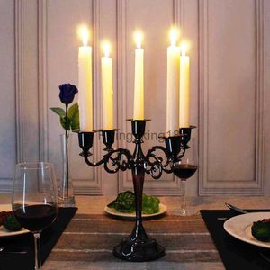 Bougeoirs plaqués en métal à 3/5 bras candélabres rétro Style européen Simple chandelier romantique pilier pièce maîtresse de fête de mariage HKD230825 HKD230827