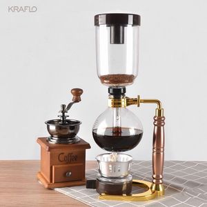 3-5 kopjes siphon koffie glazen pot met gouden handvat voor huiselijk hotelrestaurant Kraflo Siphon Dipper Coffee Maker