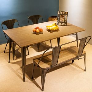 TREXM Rechthoekige eettafel in antieke stijl met metalen poten, verweerd zwart PP036324DAA262z